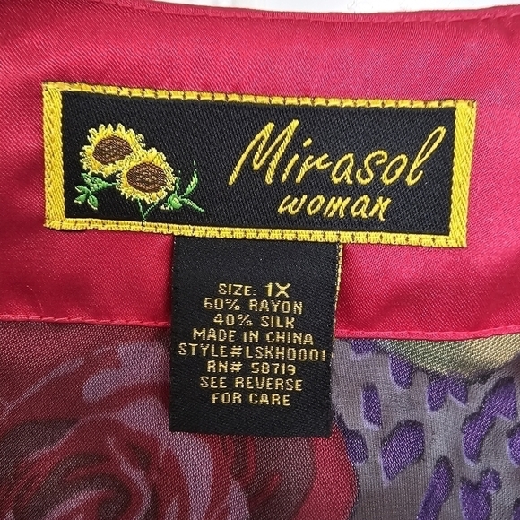 Floral boho burn out vevet silk blend sheer multicolor prints top size 1X - Picture 11 of 11